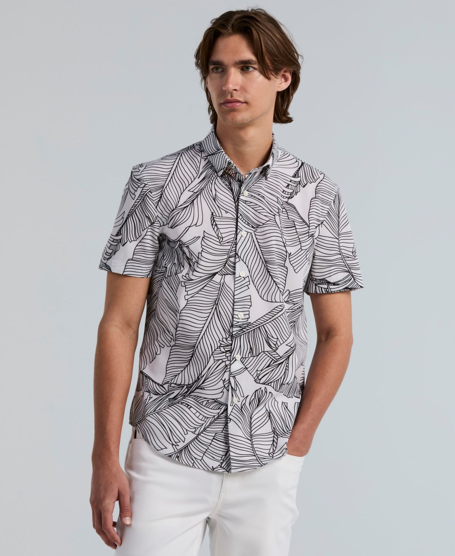Men's Slim-Fit Botanical Print Shirt