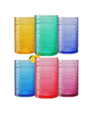 Bright Hobnail Highball Drinking Glasses, Set of 6
