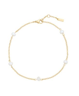 St Moran Tarnish-Resistant Gold Natural Freshwater Imitation Pearl Max Station Anklet - Gold 60$