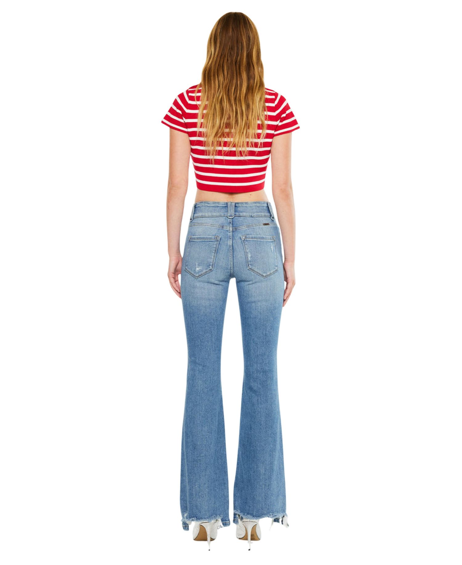 Women's Giselle High Rise Distressed Flare Jeans