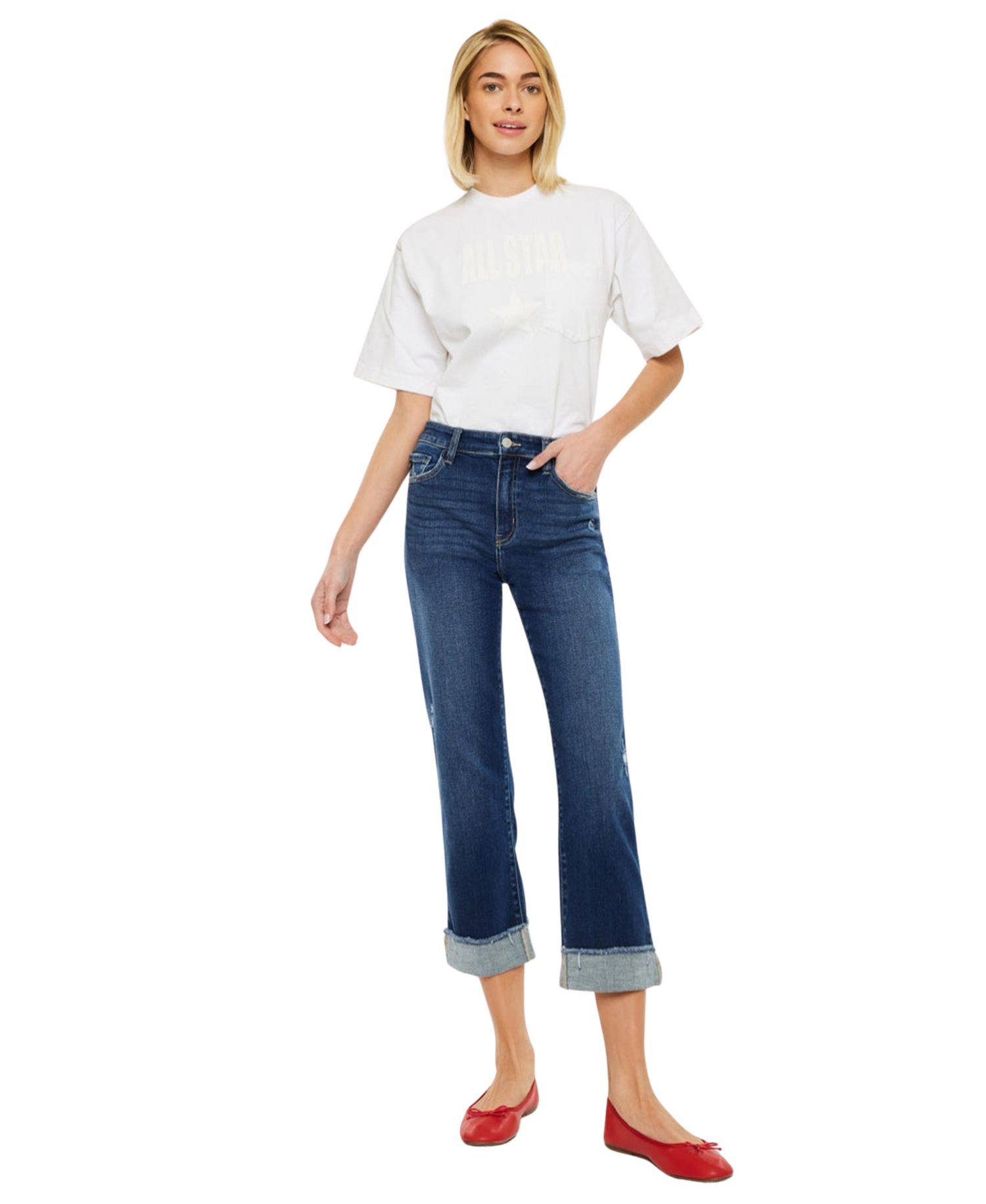 Women's High Rise Cropped Straight-Leg Jeans