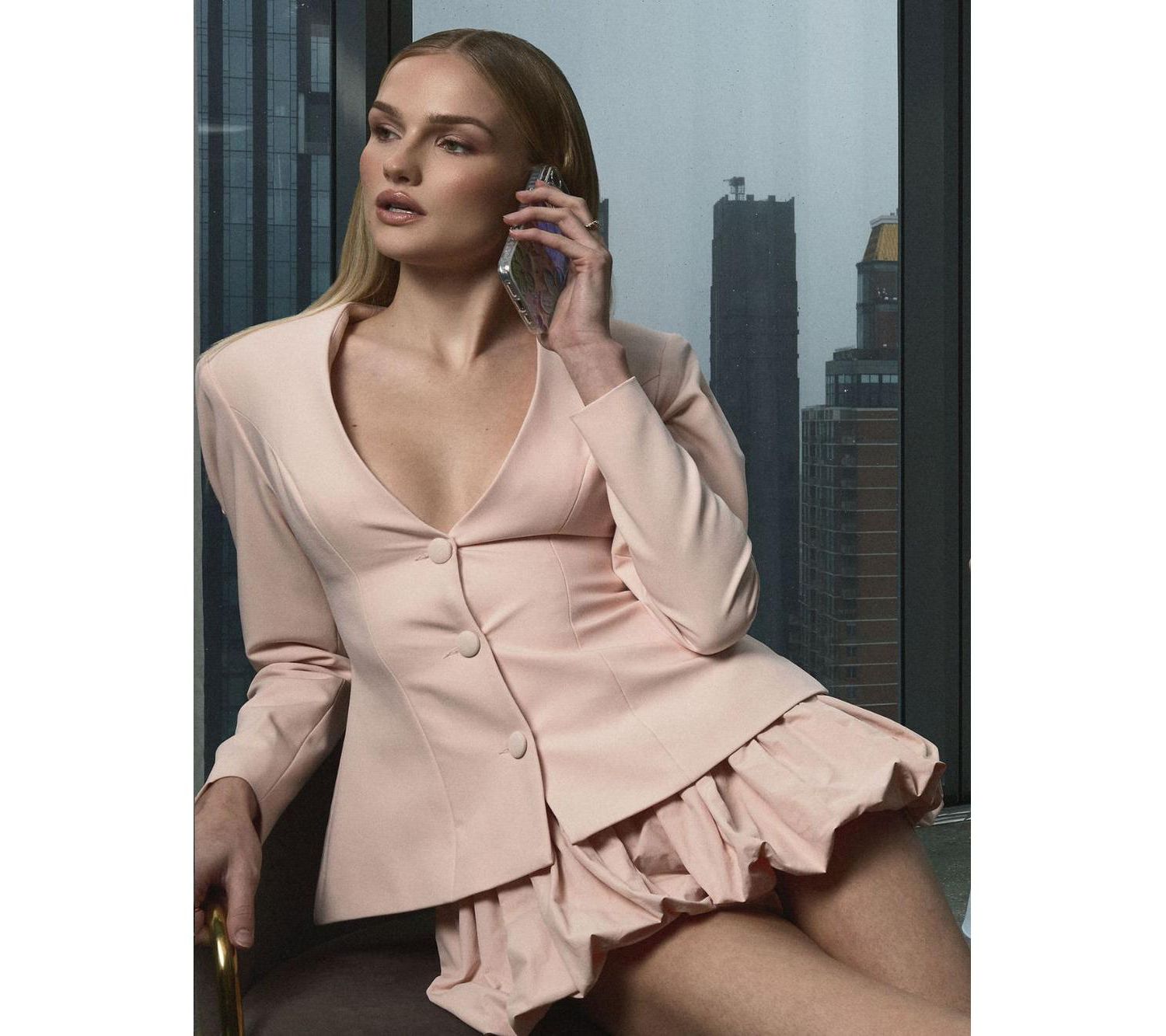 Women's Savannah Tulip Pink Peplum Blazer