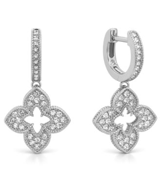 Crystal Clover Hinged Hoop Earrings