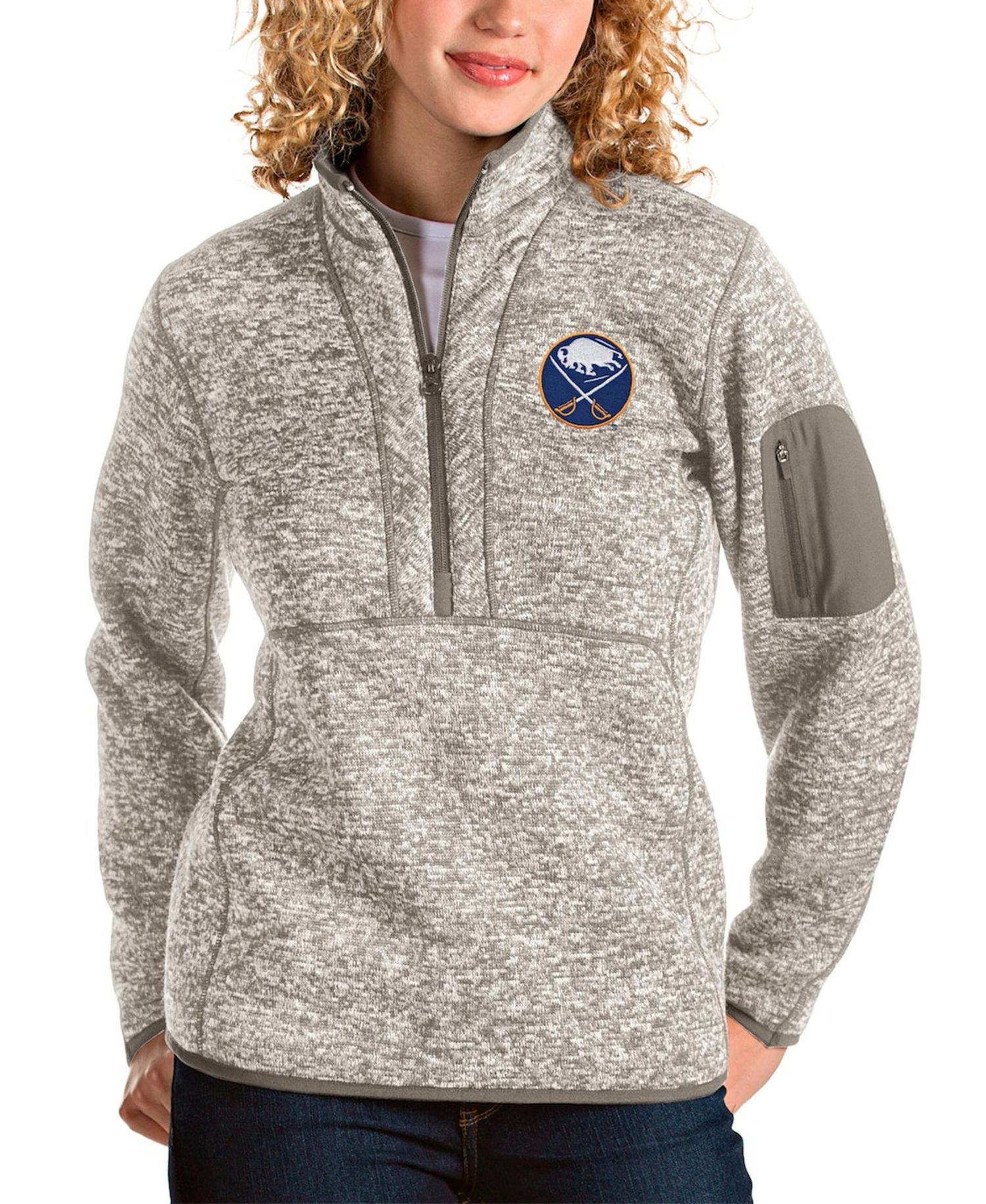 Women's Oatmeal Buffalo Sabres Fortune Half-Zip Sweatshirt