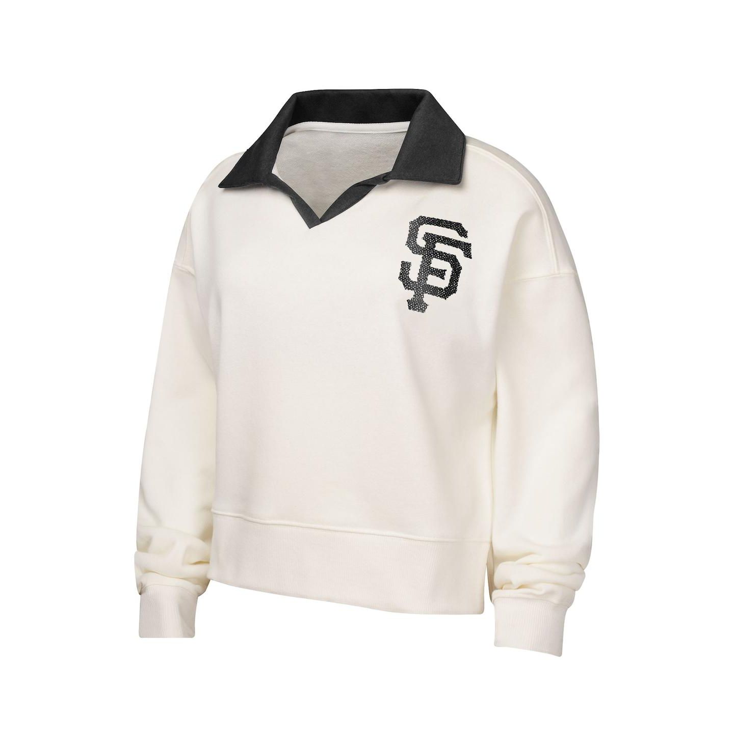 Толстовка Outerstuff White San Francisco Giants Ballpark Hit Collared V-Neck Pullover для девочек — фото 2