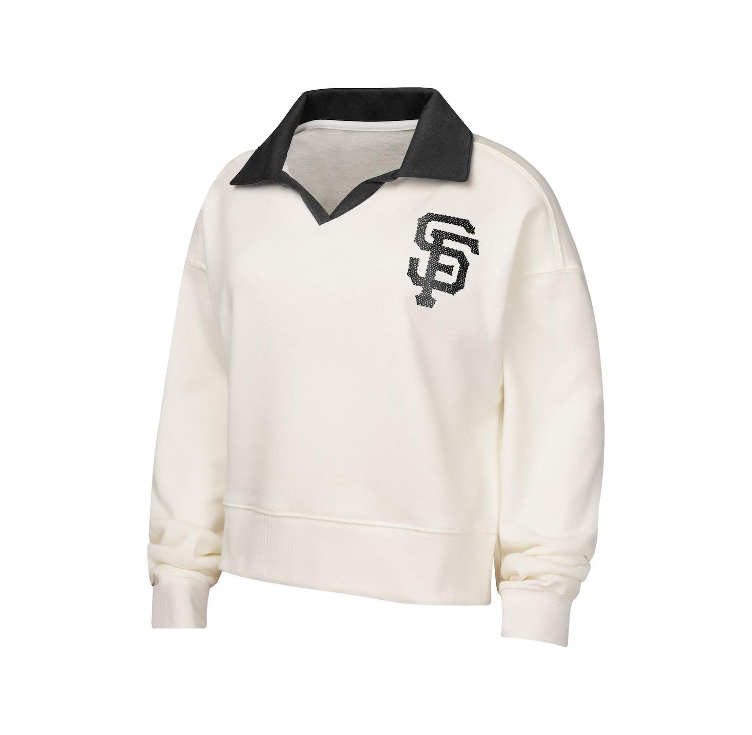 Big Girls White San Francisco Giants Ballpark Hit Collared V-Neck Pullover Sweatshirt