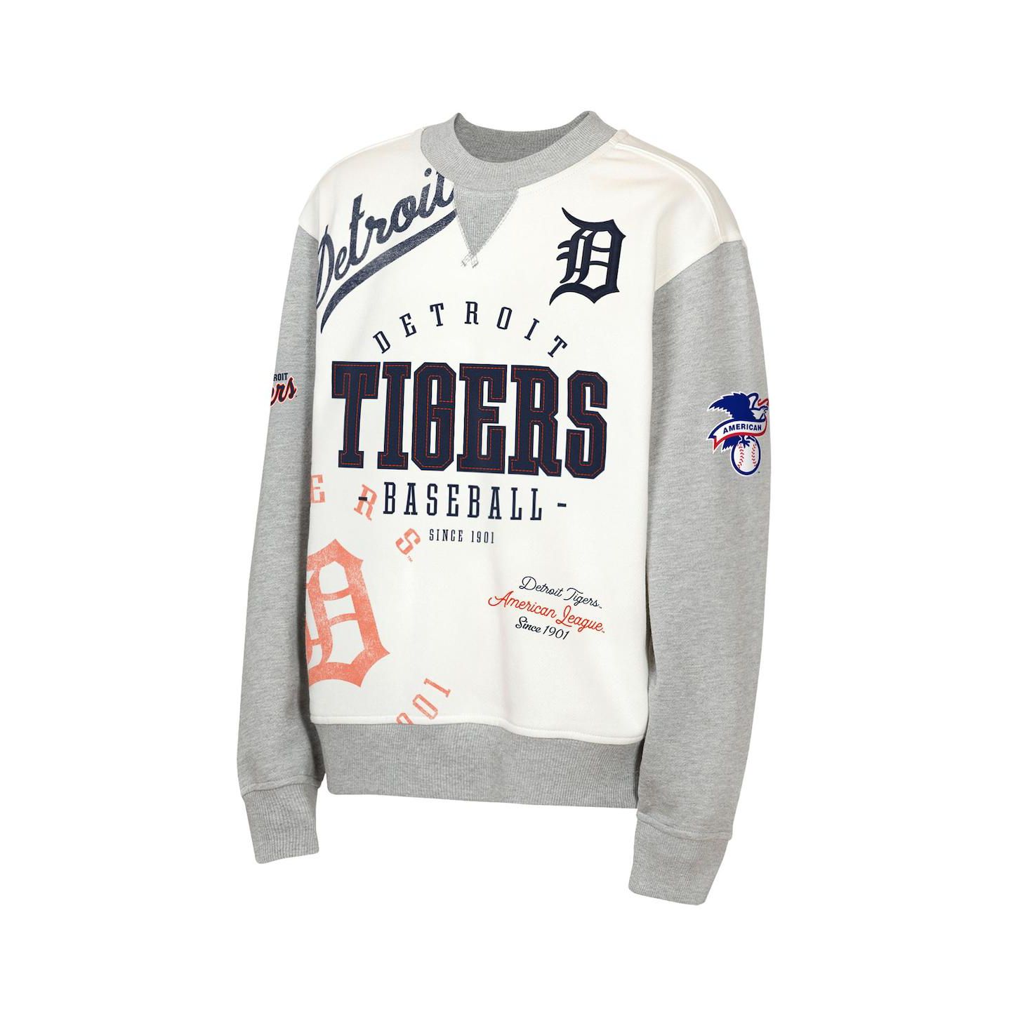 Детская толстовка Outerstuff Cream/Gray Detroit Tigers Big League Power Hit Fleece — фото 2