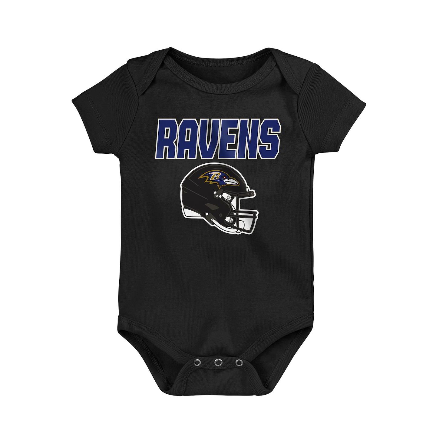 Outerstuff Baby Boys and Girls 3-Pack Baltimore Ravens Littlest Player Bodysuit Set — фото 2
