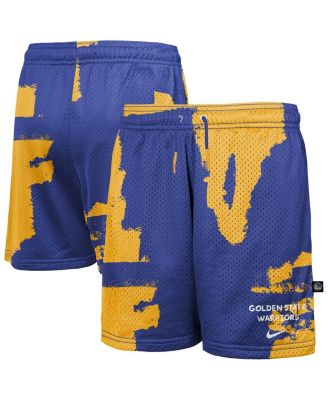 Big Boys and Girls Royal/Gold Golden State Warriors Courtside Pro Shot Dri-FIT Mesh Practice Shorts