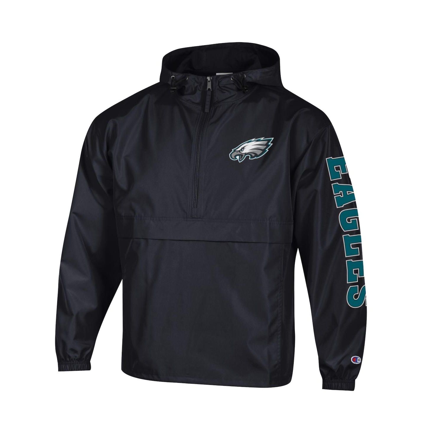 Мужская куртка Champion Black Philadelphia Eagles Packable Hooded Windbreaker Half-Zip — фото 2