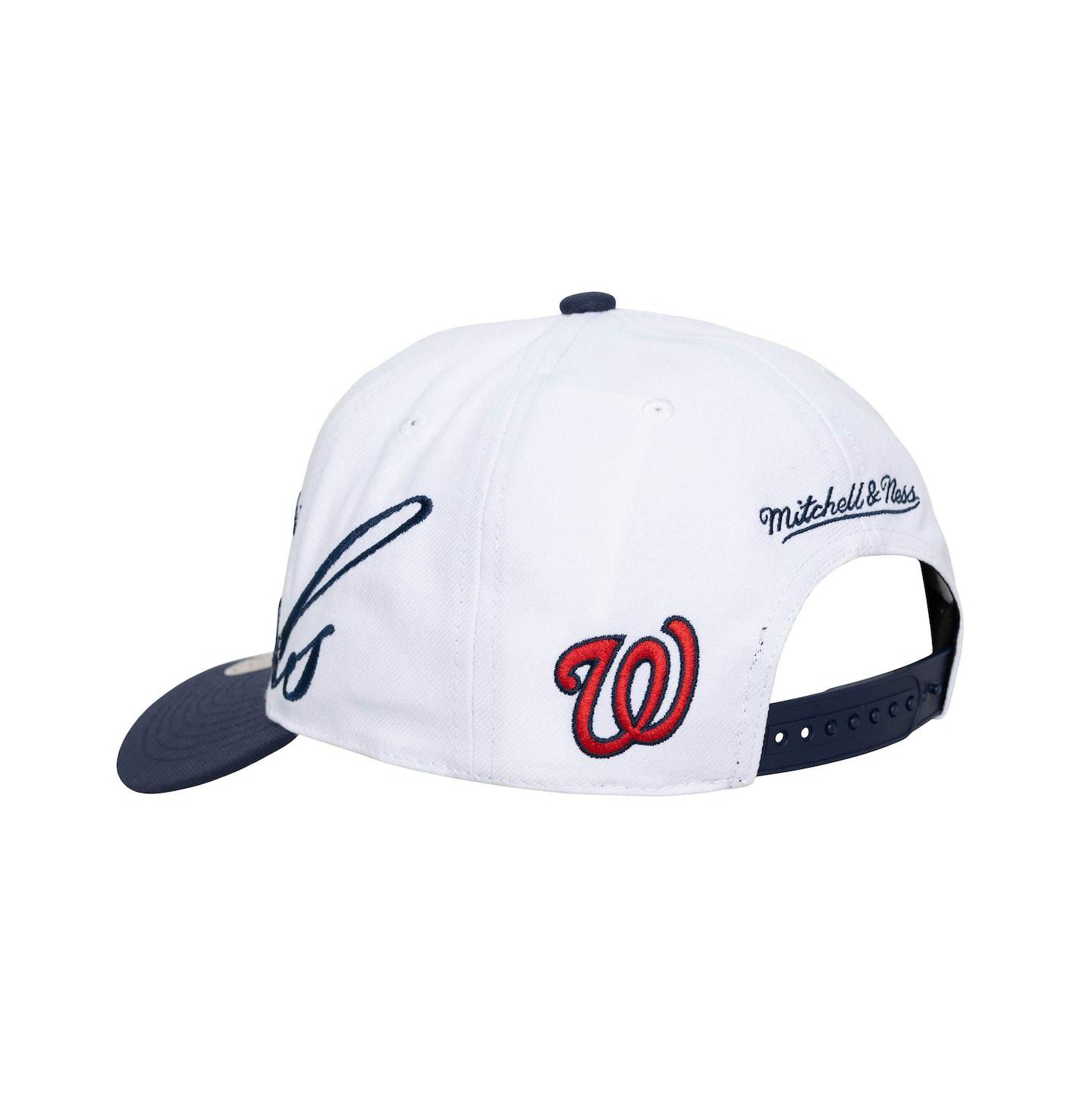 Кепка Mitchell & Ness White/Navy Washington Nationals XL Script Pro Crown Adjustable Hat — фото 3