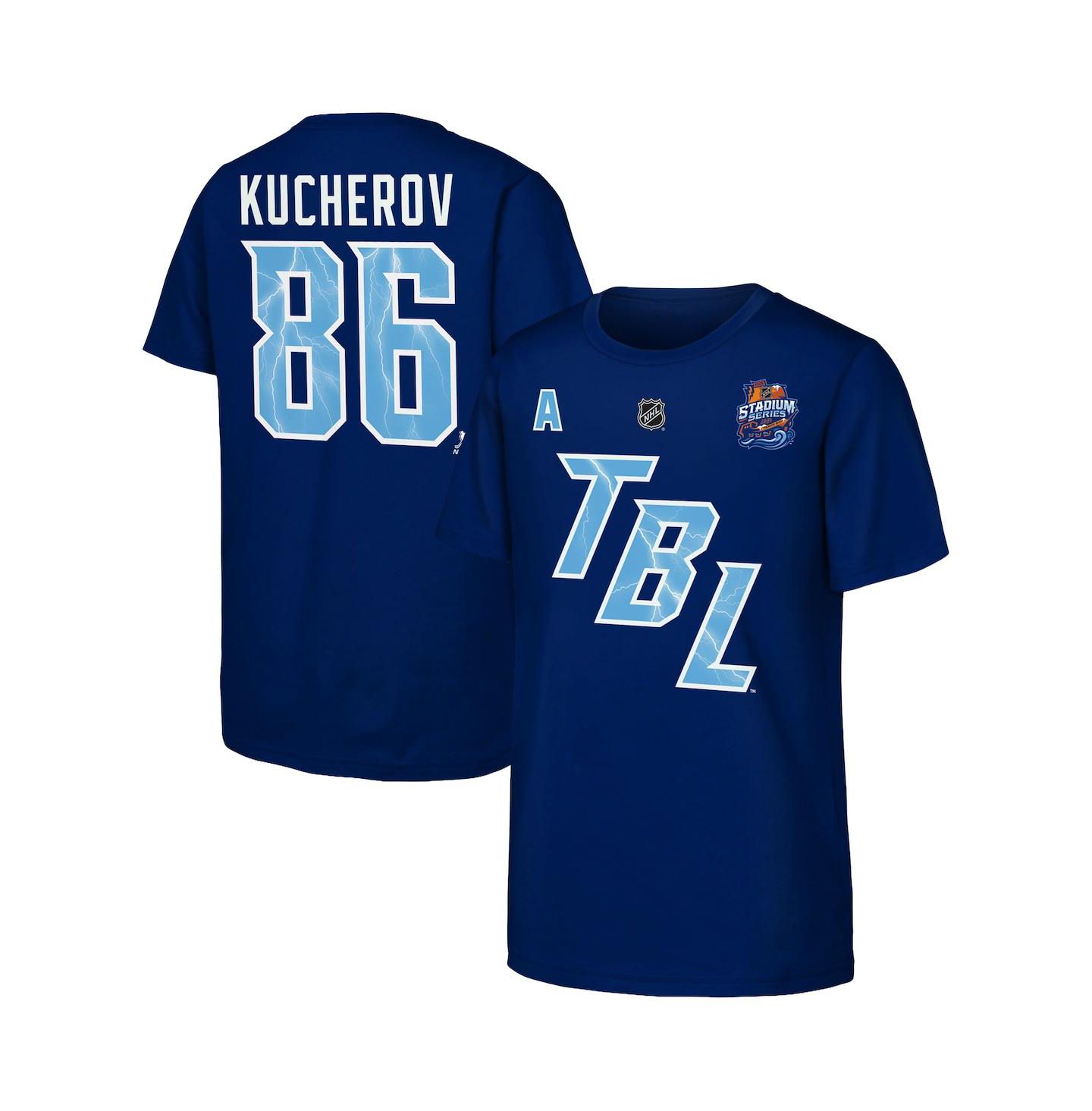 Детская футболка Fanatics Nikita Kucherov Blue Tampa Bay Lightning Alternate Captain 2026 Stadium Series — фото 1