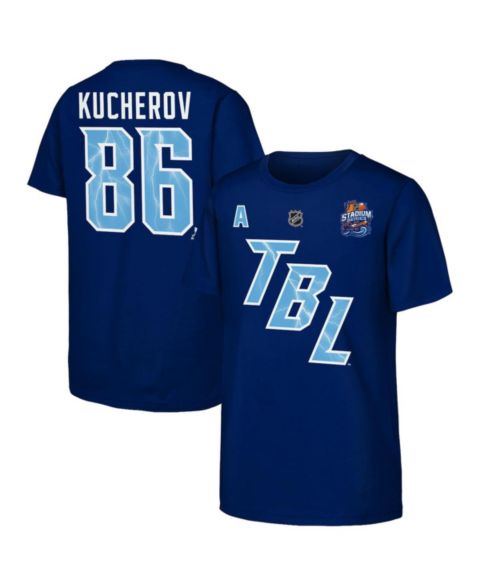 Детская футболка Fanatics Nikita Kucherov Blue Tampa Bay Lightning Alternate Captain 2026 Stadium Series
