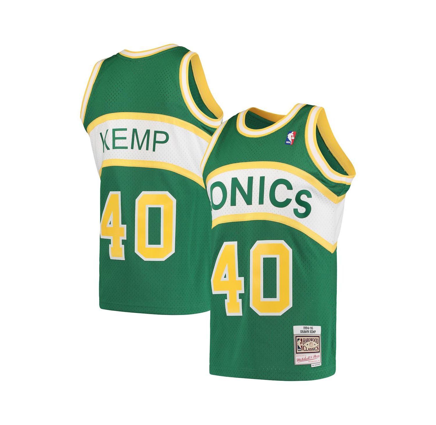 Men's Shawn Kemp Green Seattle SuperSonics 1994/95 Hardwood Classics Swingman Jersey