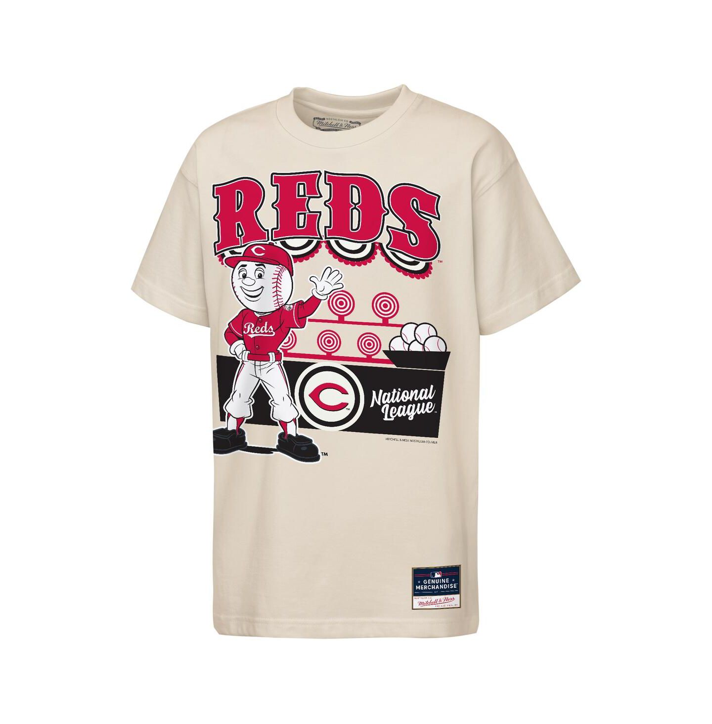 Детская футболка Mitchell & Ness Cream Cincinnati Reds Step Back Up Mascot — фото 1