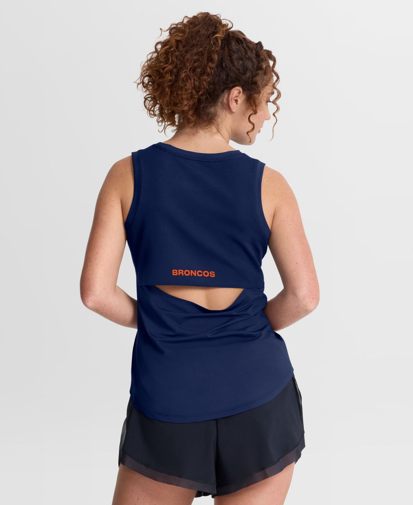 Женский топ Fanatics Navy Denver Broncos Draped Mesh Back Performance — фото 3