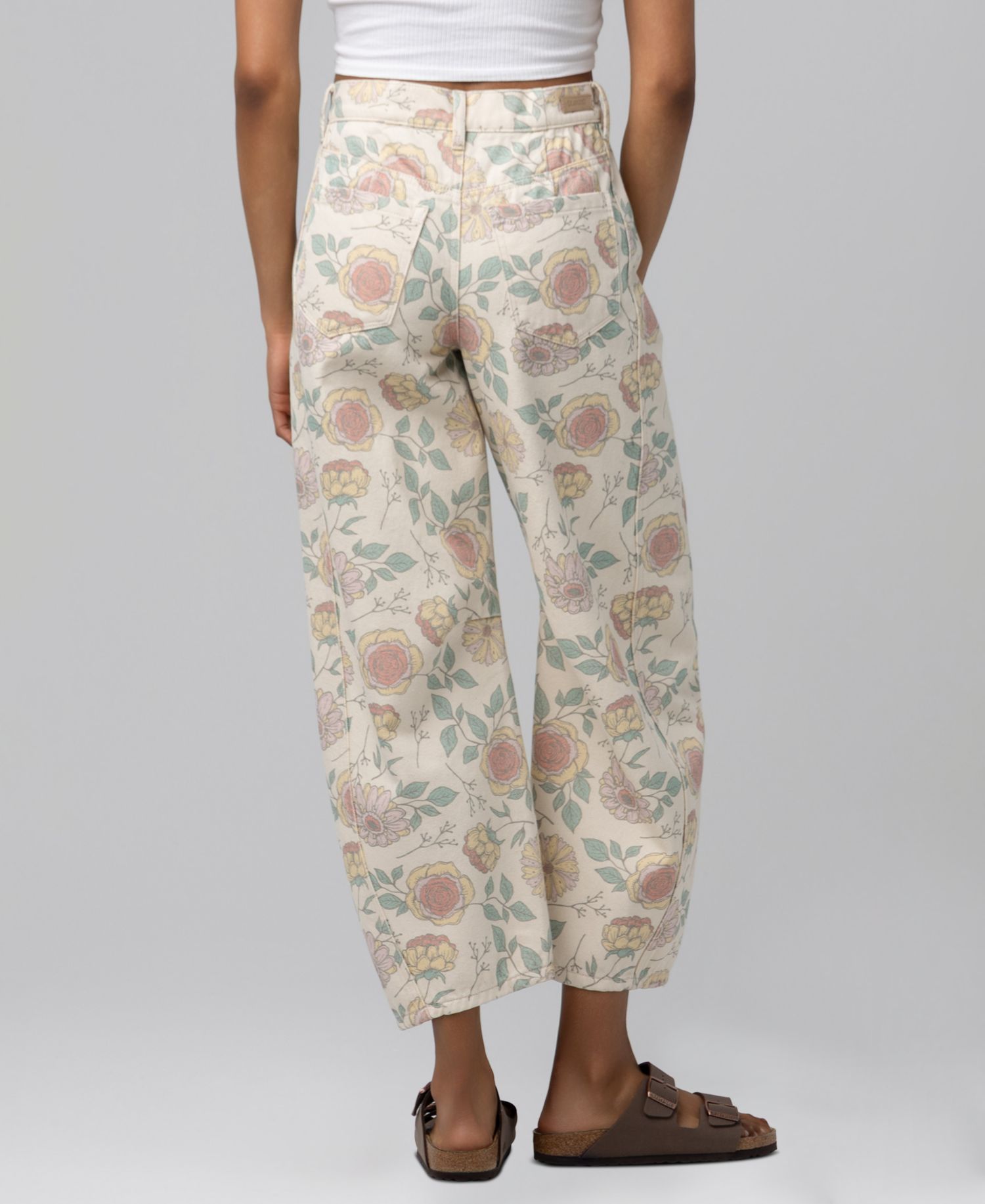 Women's Printed High-Rise Barrel-Leg Jeans