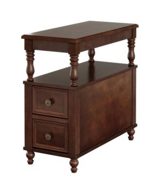 Wood Accent Nightstand with 2 Drawers for Bedroom