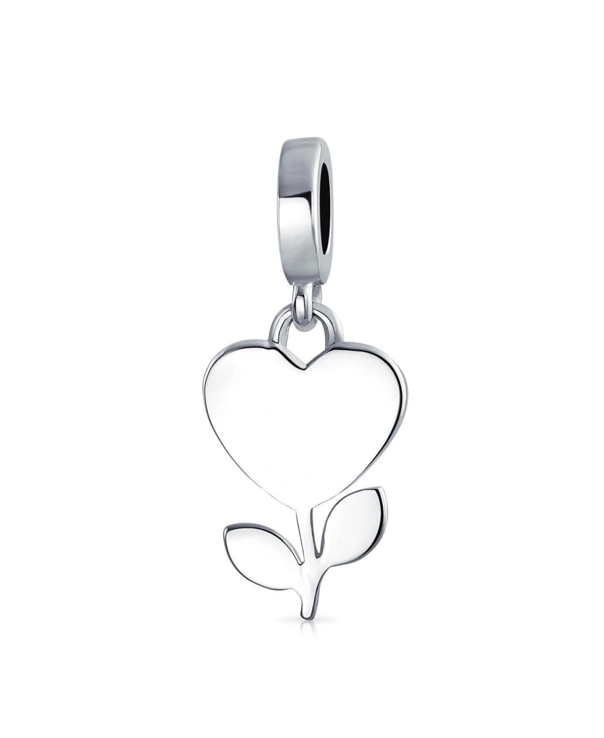 Bling Jewelry Love Grows Red Enamel Heart Dangle Flower Charm Bead .925 Sterling Silver Fits European Bracelet