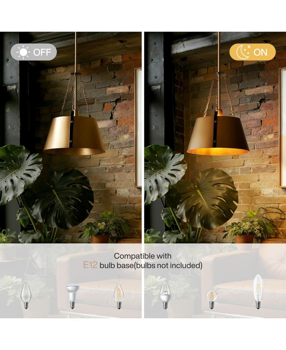 Tribesigns 12" Pendant, 1-Light Industrial Pendant Lights with Adjustable Height, E12 Base Metal Drum Chandelier