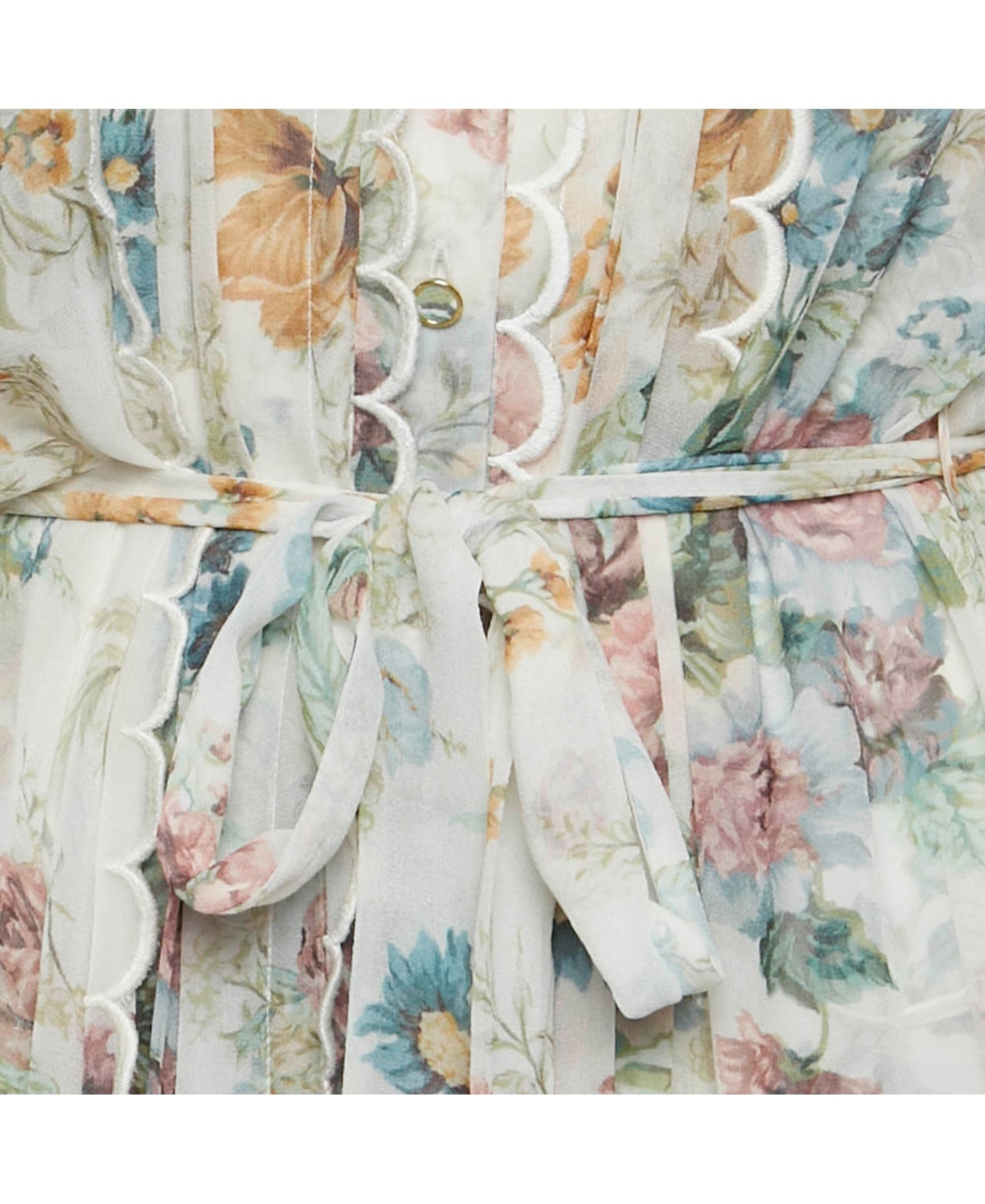 Pre-Owned Zimmermann Women's Floral Print Crepe Scallop Detail Long Dress
