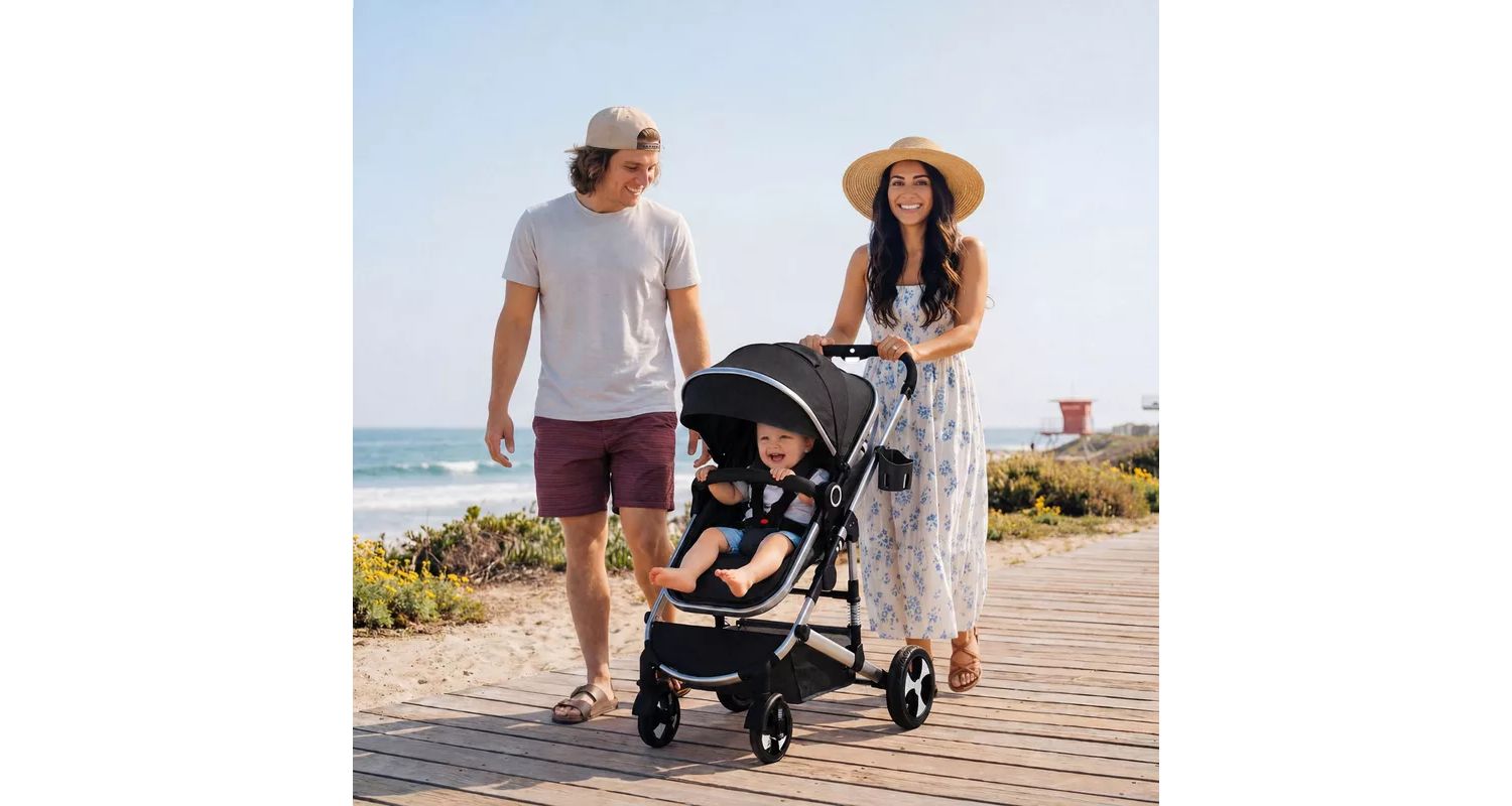 Cozi 2 Convertible Baby Stroller, Folding High Landscape Design with Adjustable Canopy and Diaper Bag
