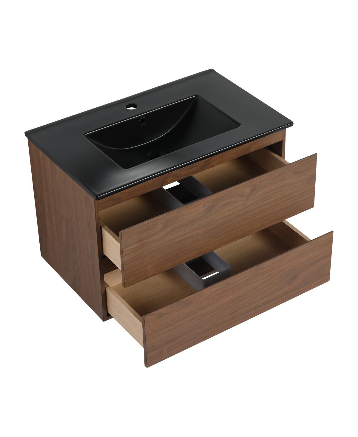 Sillysis Inch Wall Mounted Bathroom Vanity with Ceramic Sink, Soft Close Drawers