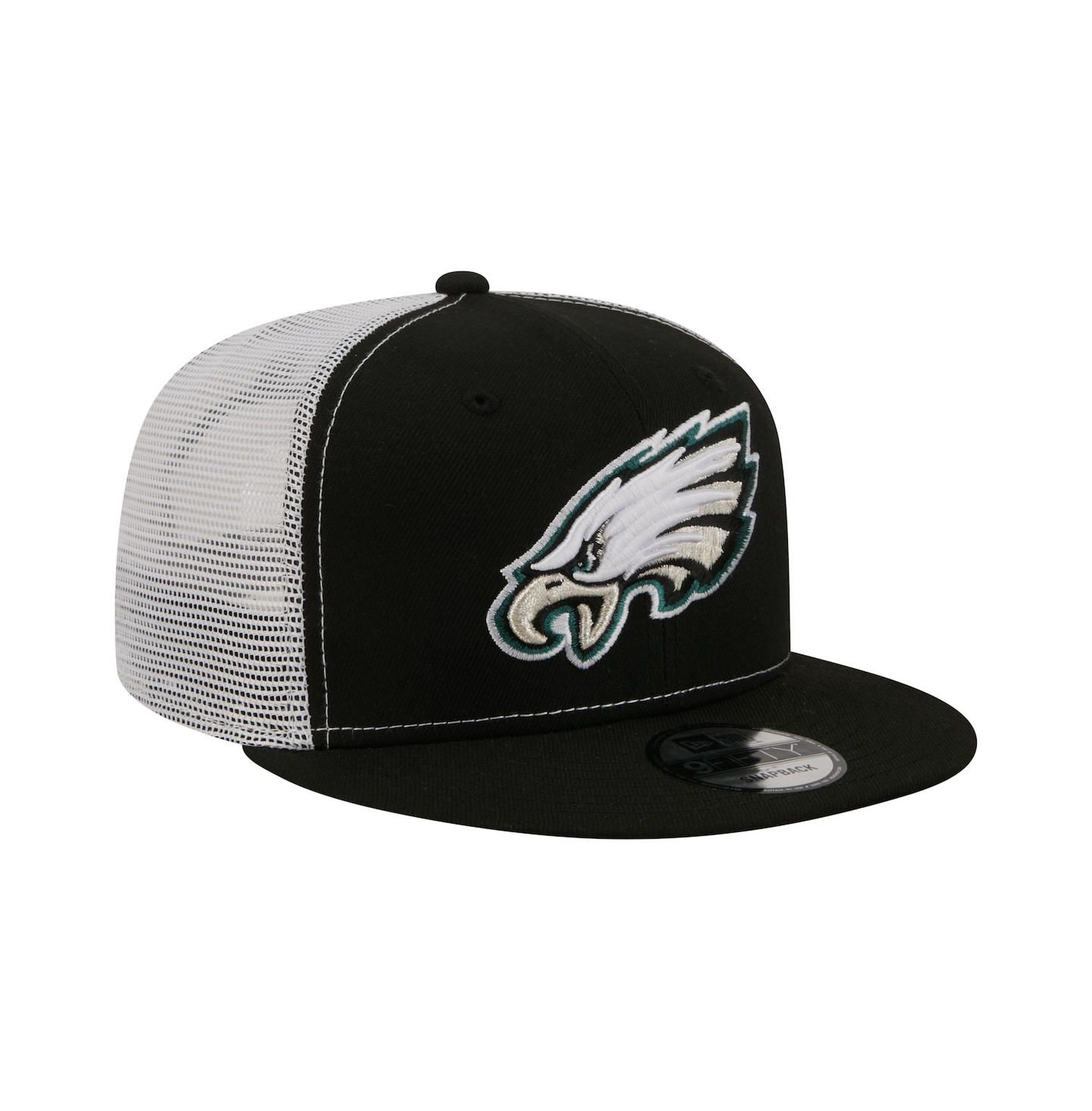 Мужская кепка New Era Black Philadelphia Eagles Core Team 9FIFTY Trucker Snapback Hat — фото 3
