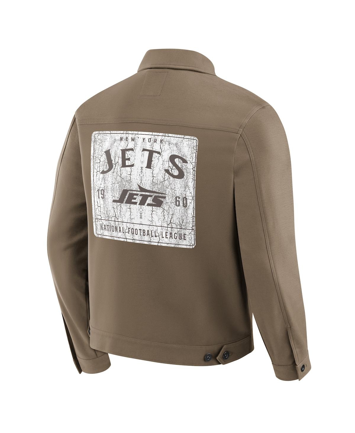 Fanatics Men's Tan New York Jets Trucker Full-Button Jacket