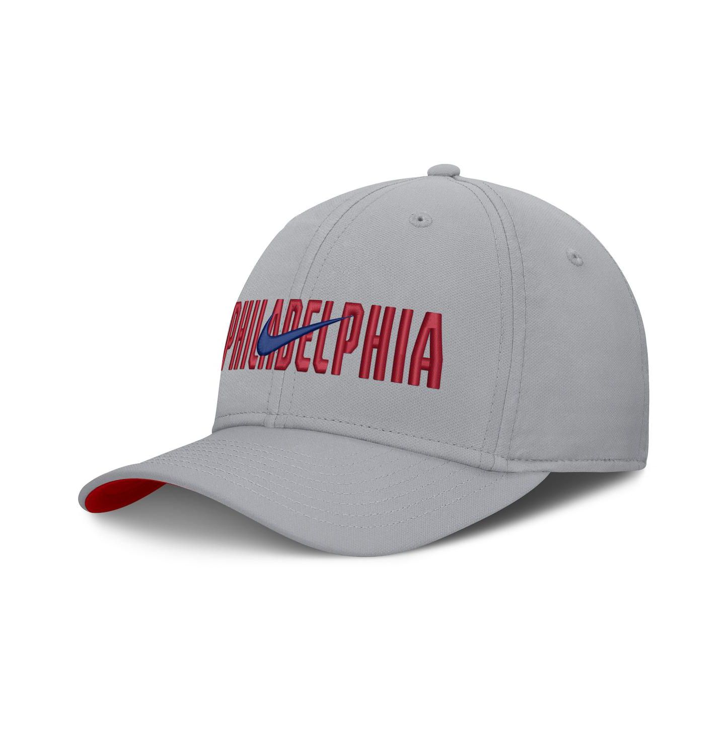 Мужская кепка Nike Gray Philadelphia Phillies Primetime Rise Dri-FIT Flex Hat — фото 1