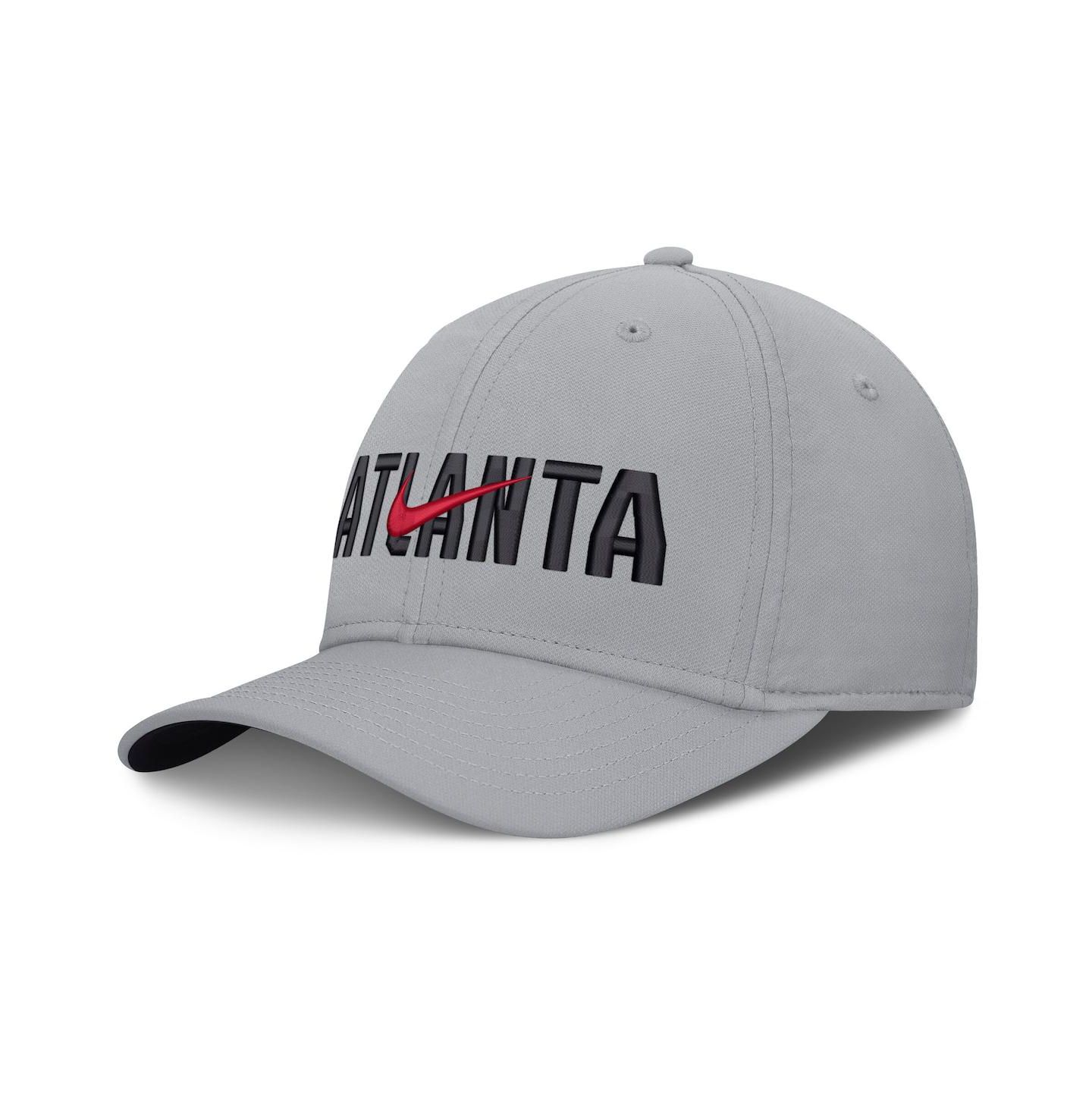 Мужская кепка Nike Gray Atlanta Braves Primetime Rise Dri-FIT Flex Hat — фото 1