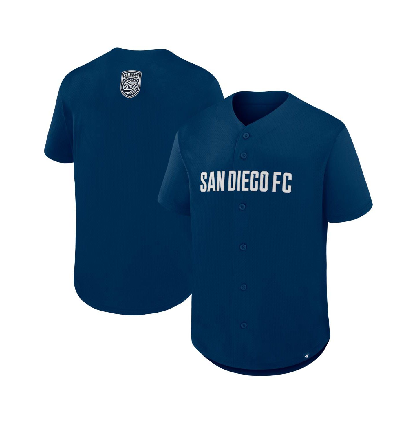 Мужской топ Fanatics Navy San Diego FC Maximum Intensity Button-Up Jersey — фото 1