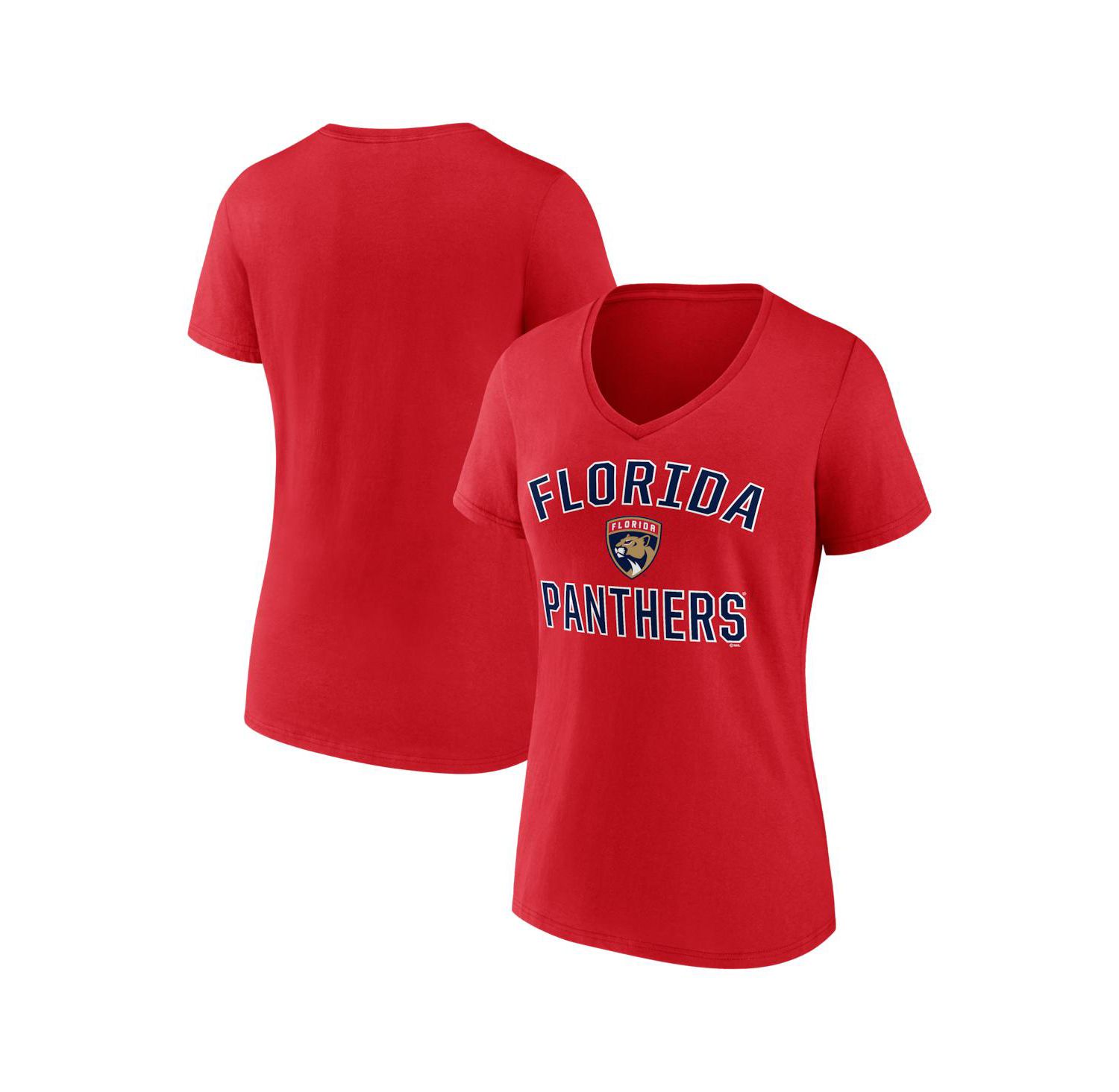 Women's Red Florida Panthers Arch Victory V-Neck T-Shirt