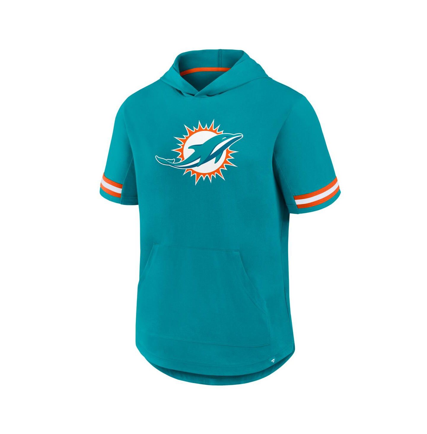 Мужская футболка Fanatics Aqua Miami Dolphins Optimal Play Short Sleeve Hooded — фото 2