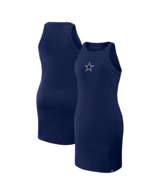 Women's Navy Dallas Cowboys Push Beyond Tri-Blend Ribbed Sleeveless Dress