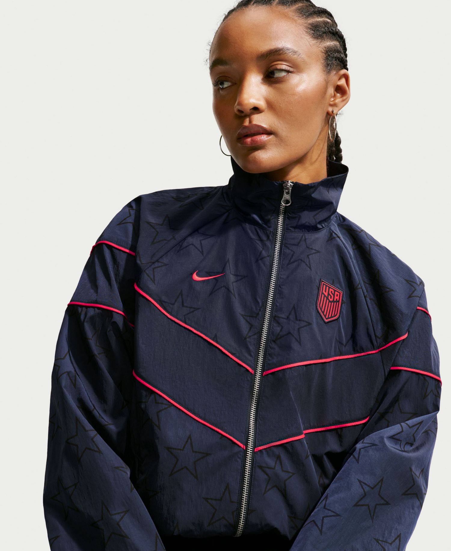Women's Navy USMNT Windrunner UV Woven Full-Zip Jacket