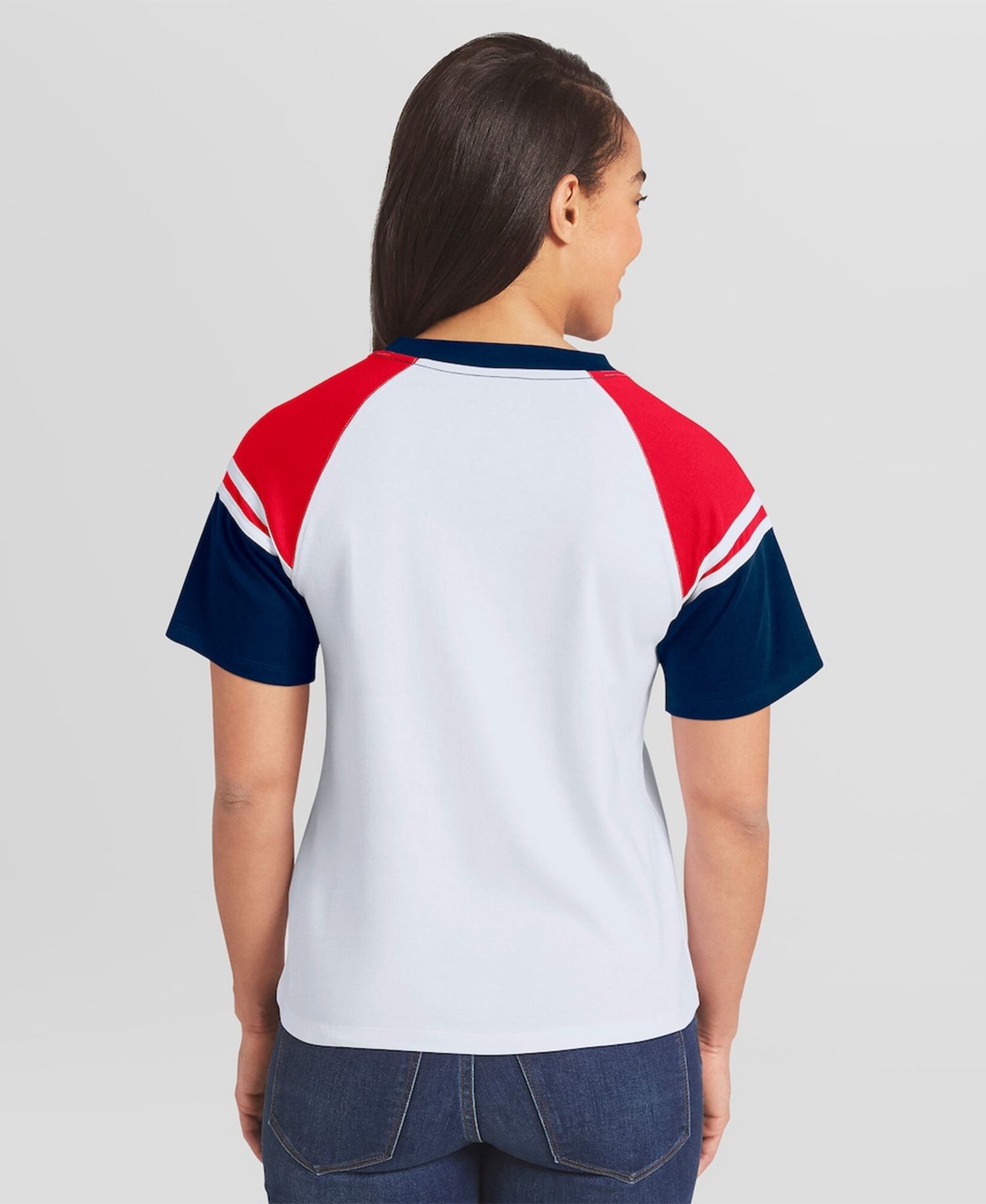 Women's White Los Angeles Dodgers Striped Raglan T-Shirt