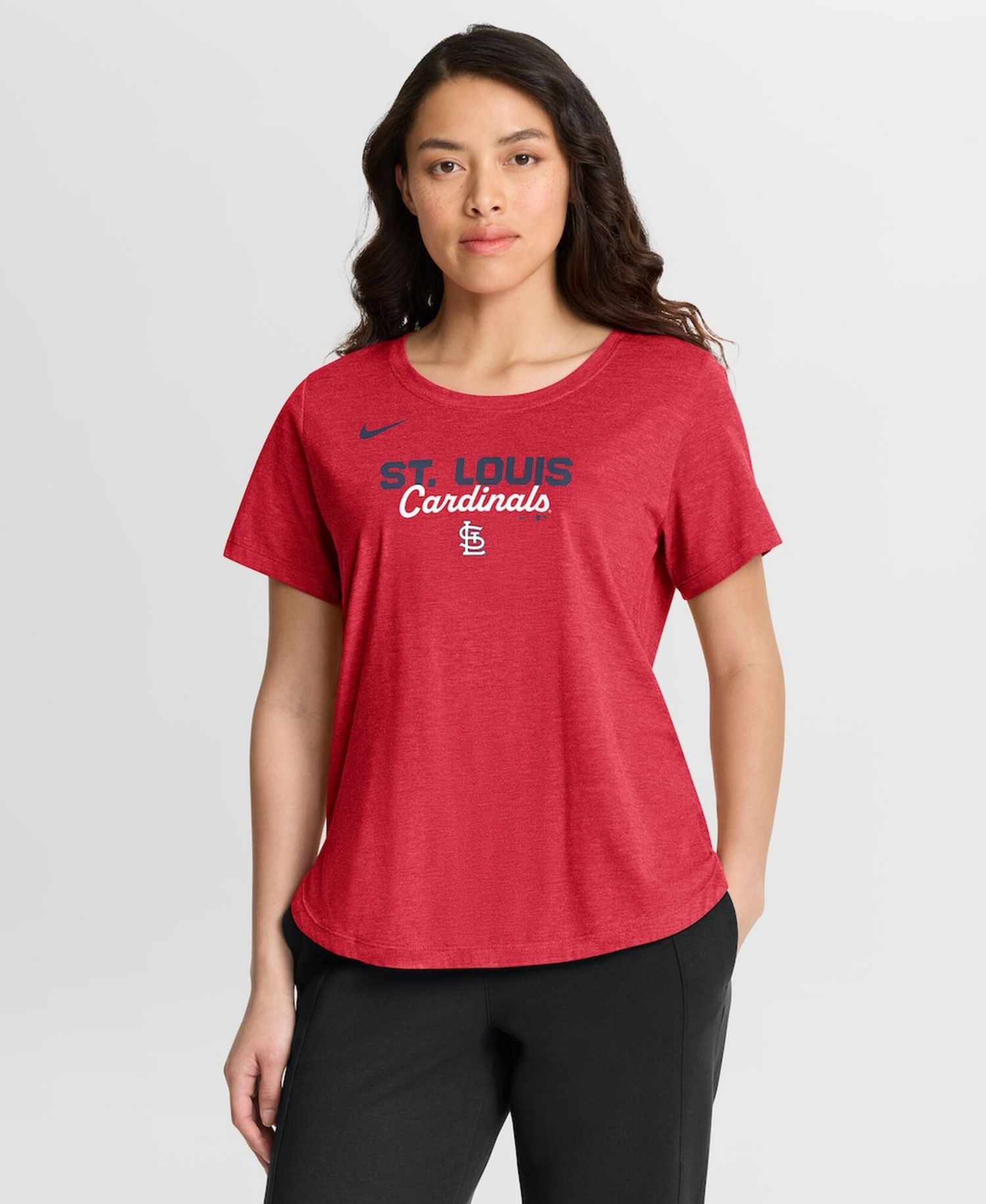 Women's Heather Red St. Louis Cardinals Arched Tri-Blend T-Shirt