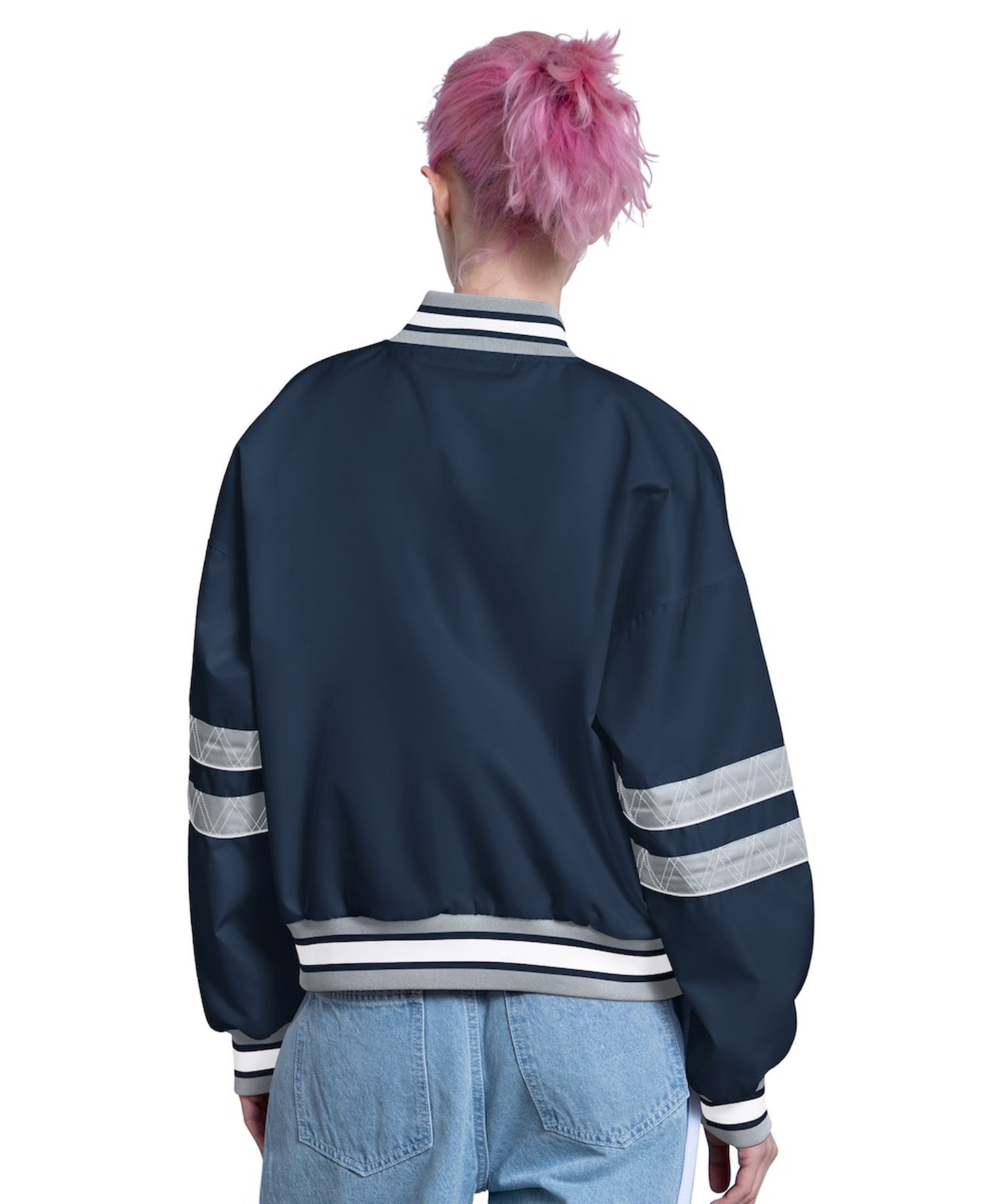 Women's Navy New York Yankees Interception Full-Snap Varsity Jacket