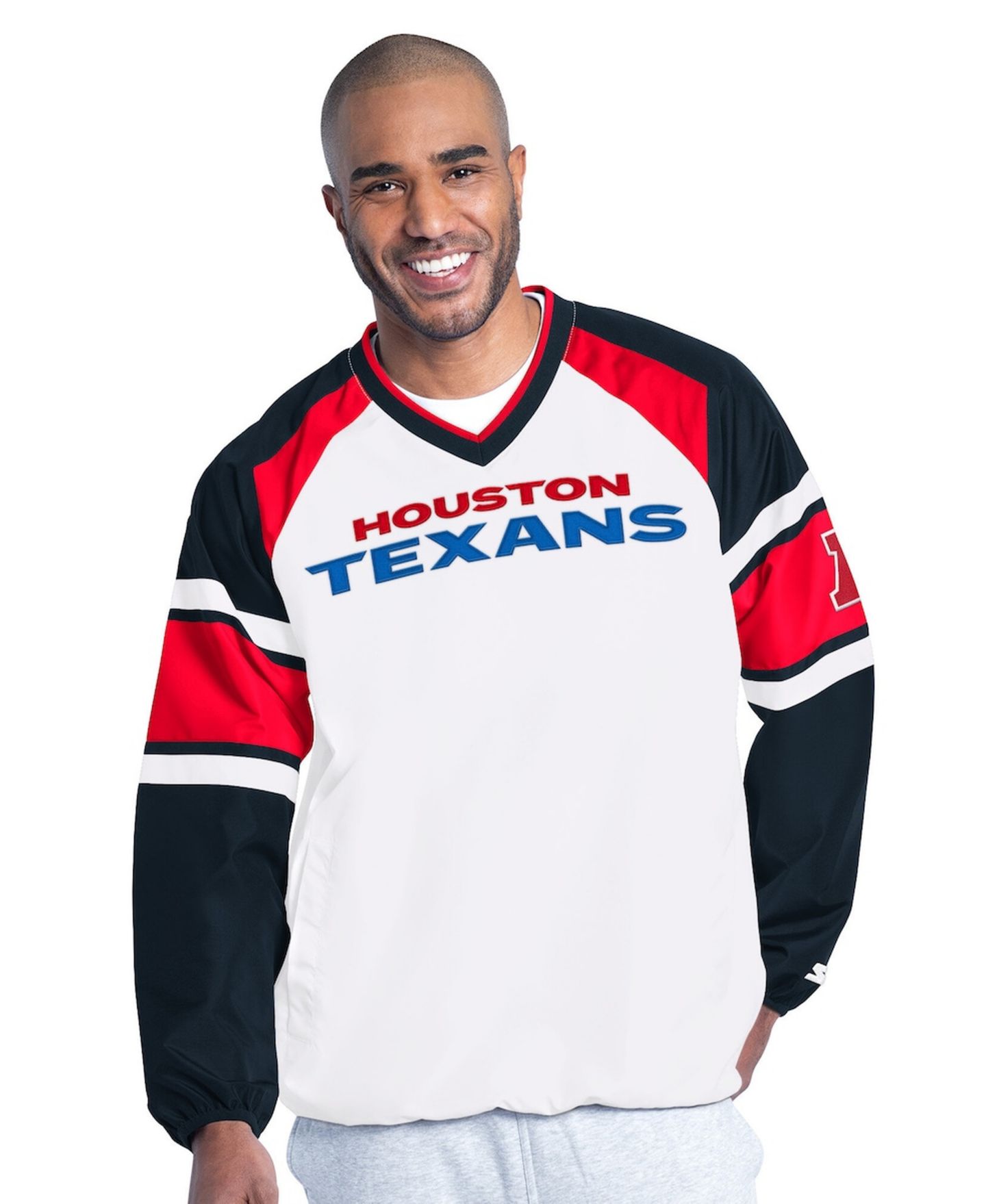 Мужская куртка Starter White Houston Texans Infield Play Raglan Pullover — фото 1