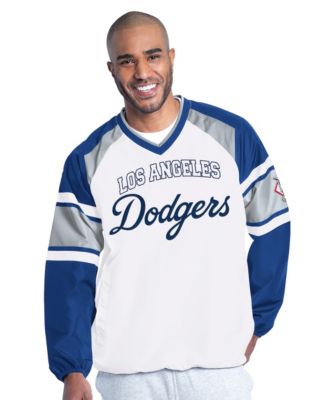 Men's White/Royal Los Angeles Dodgers Infield Play Raglan V-Neck Pullover