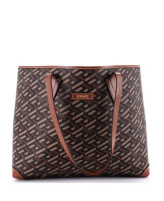 Medium Shopping Tote (Outlet) Printed La Greca Signature Coated Canvas