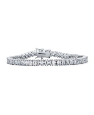Cubic Zirconia Square CZ Channel Set Asscher Cut Tennis Bracelet s Prom Brass