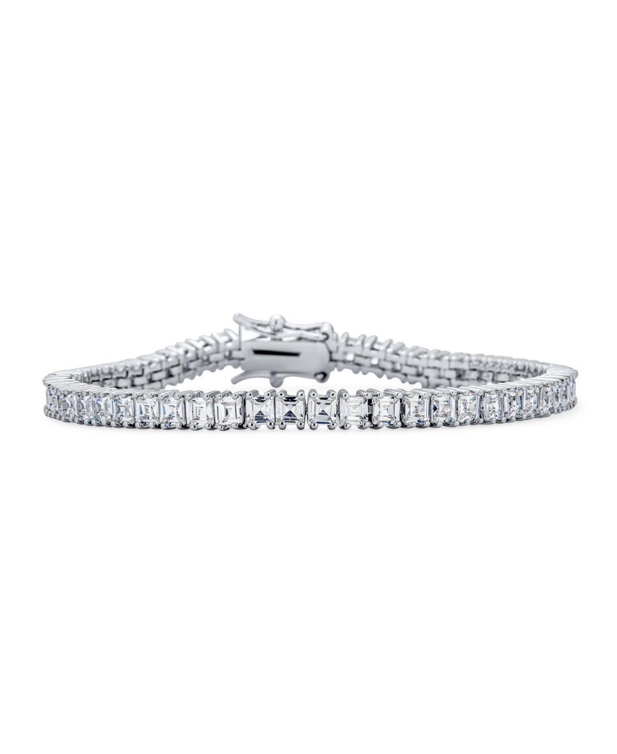 Bling Jewelry Cubic Zirconia Square Cz Channel Set Asscher Cut Tennis Bracelet s Prom Brass