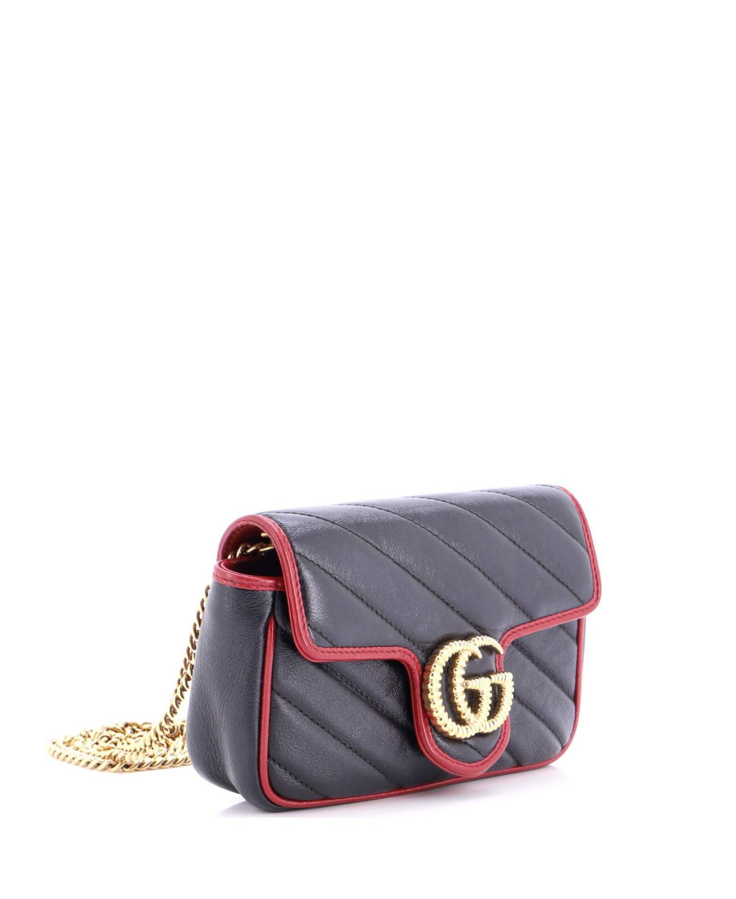 Super Mini GG Marmont Flap Bag Diagonal Quilted Leather