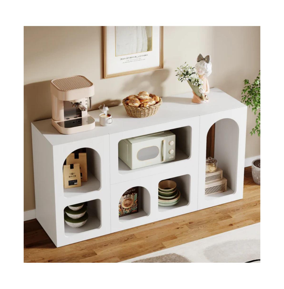 Slickblue Sofa Console Table with Storage Shelves, Wooden Entryway Organizer Table