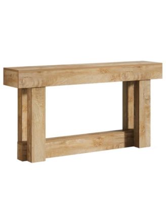 2-Tier Farmhouse Entryway Console Table in Wood Finish for Living Room Storage