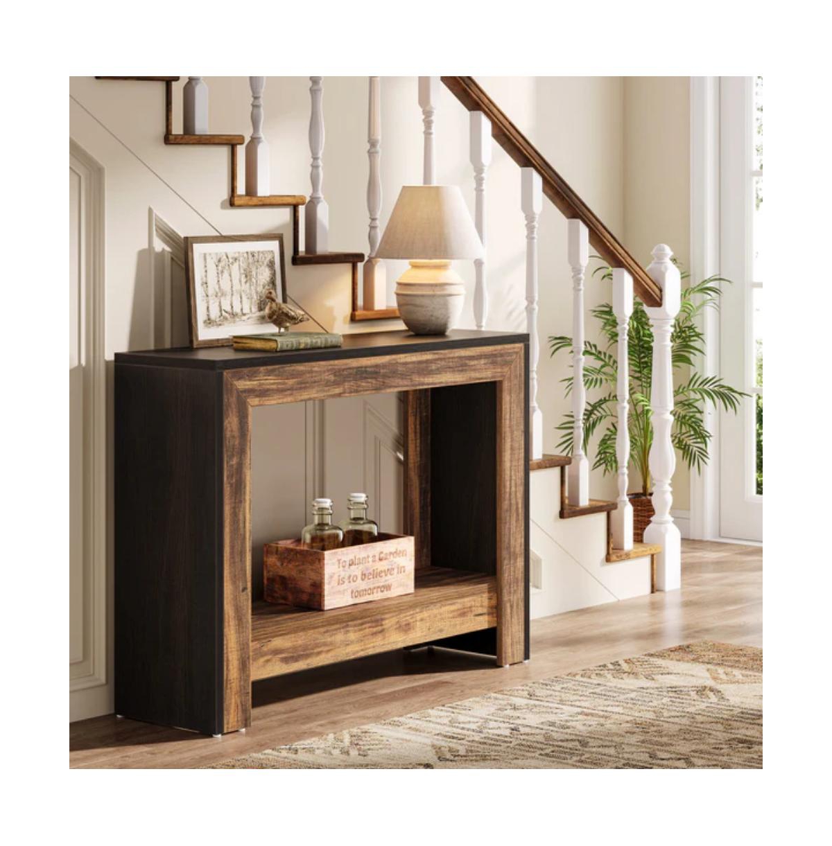 Slickblue Farmhouse Style Hallway Console Table with Open Storage Shelf for Home Entry