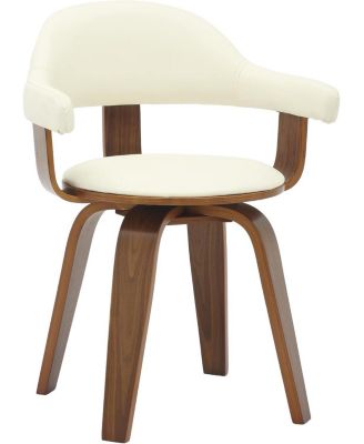 Brivo Upholstered Dining Chair with Swivel, Leather and Poplar Wood Frame, Open-Back Design with Armrests for Modern, Kitchen and Dining