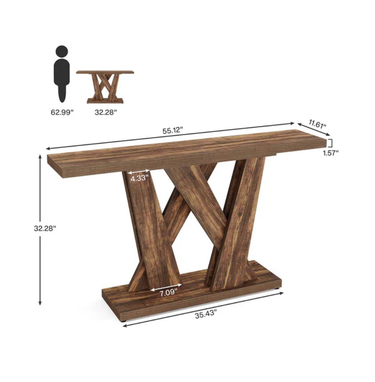 Slickblue Entryway Console Table with Geometric Base, Farmhouse Style Accent Furniture